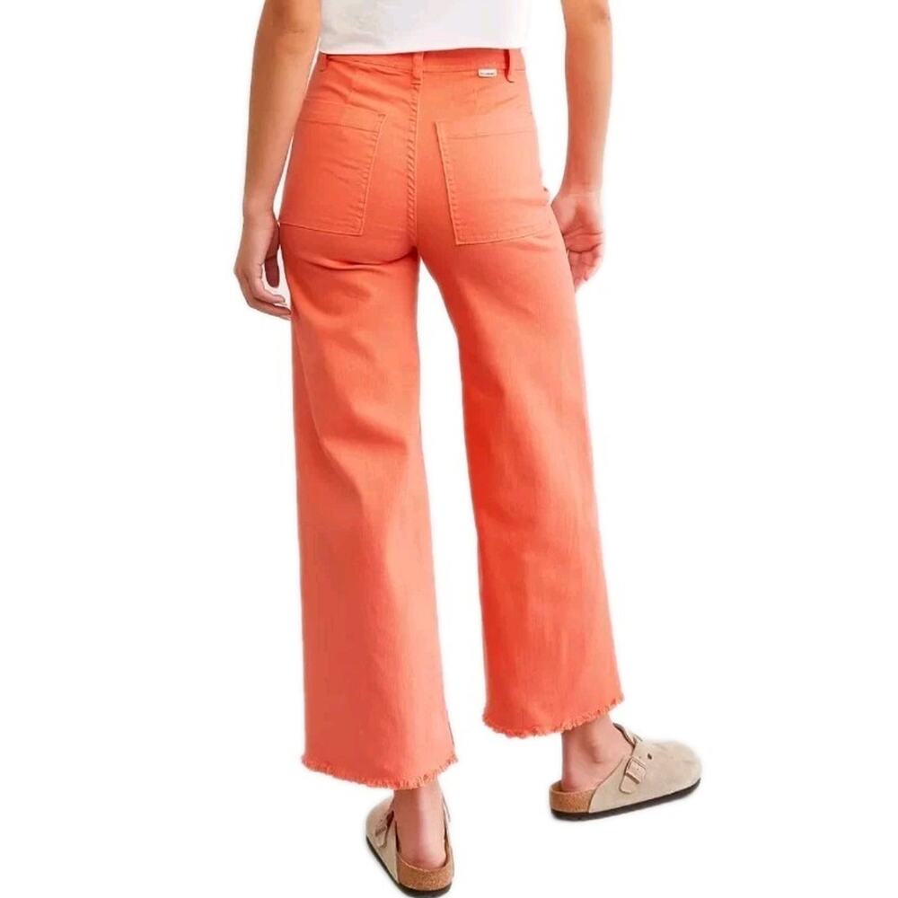 Billabong Free Fall Wide Leg High Waist Raw Hem Papaya Flare Jeans - size 26 - Picture 2 of 11